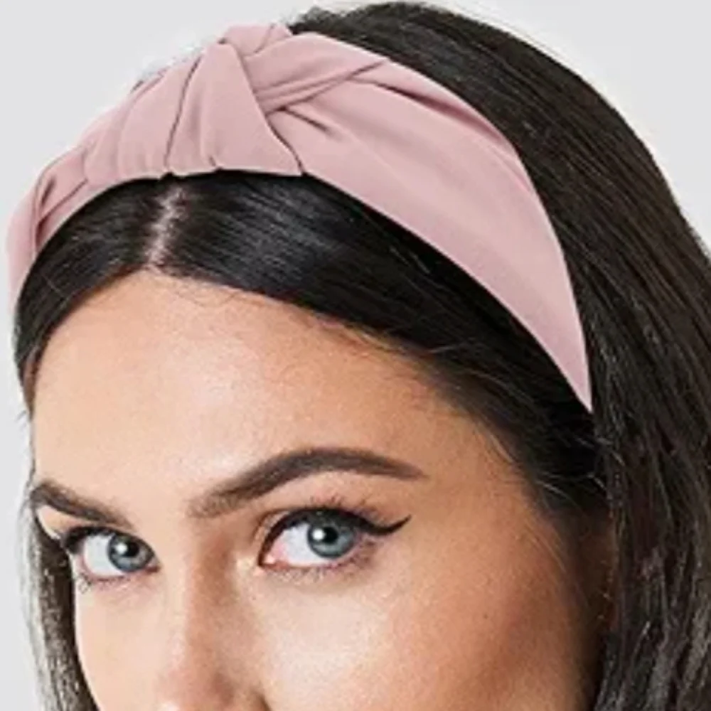 Dusty Rose / Mauve Satin Knotted Top Wide Headband